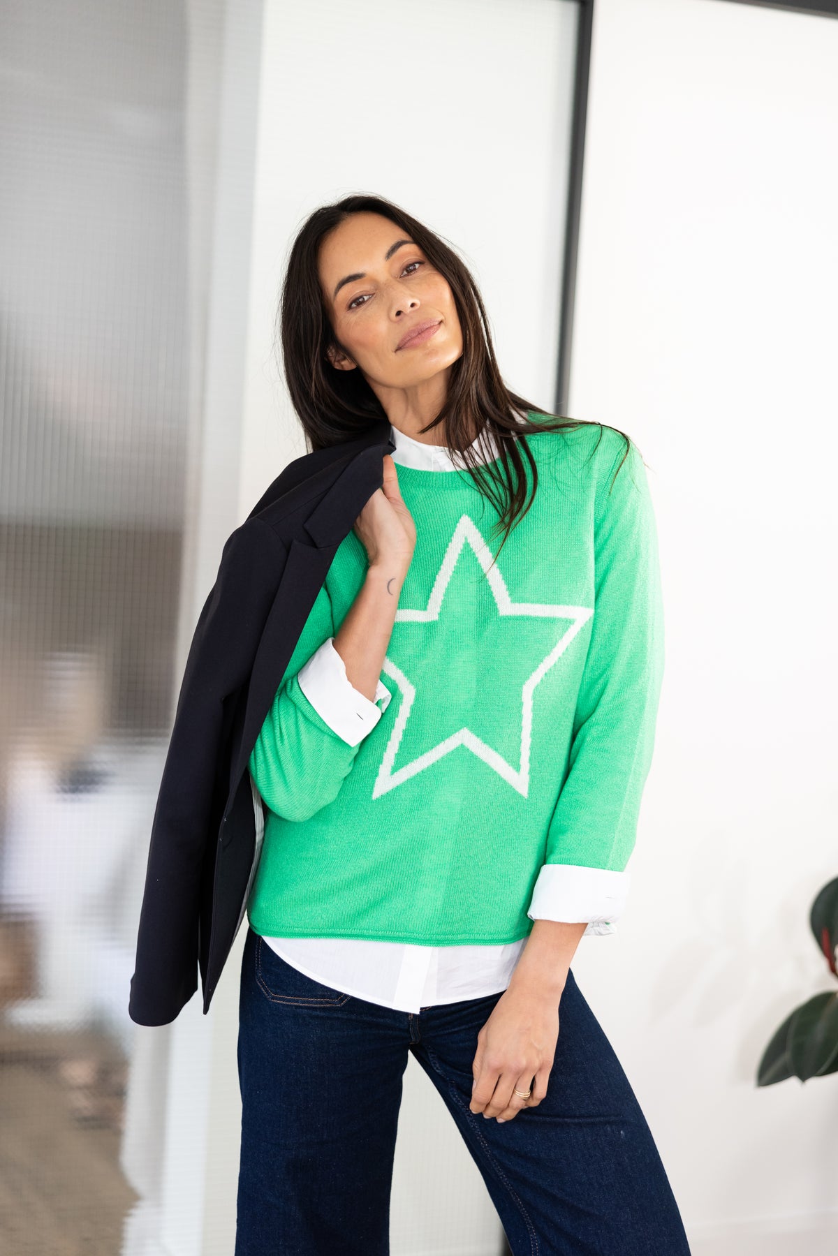 Sirius Star Jumper Kelly Green & White Star