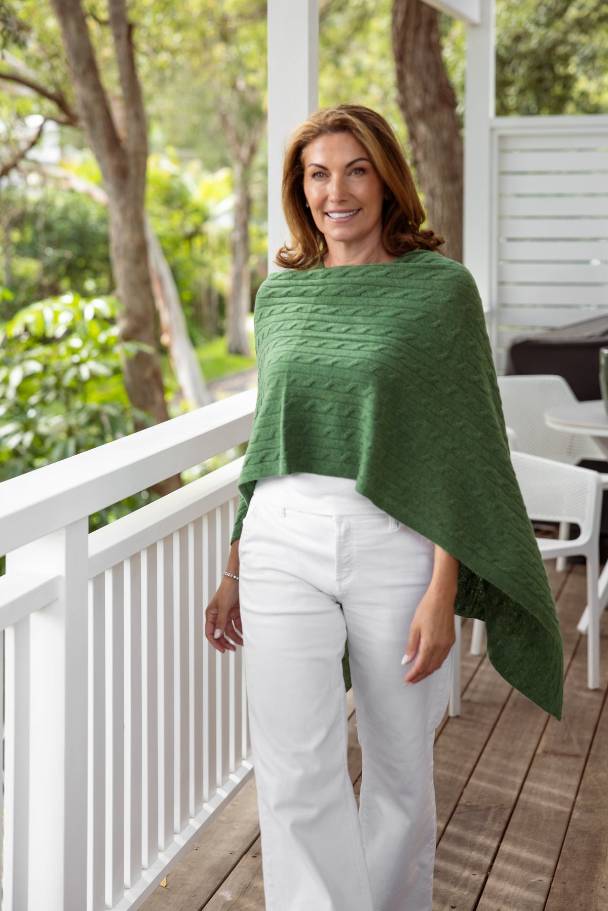 Cable Cashmere Topper Basil